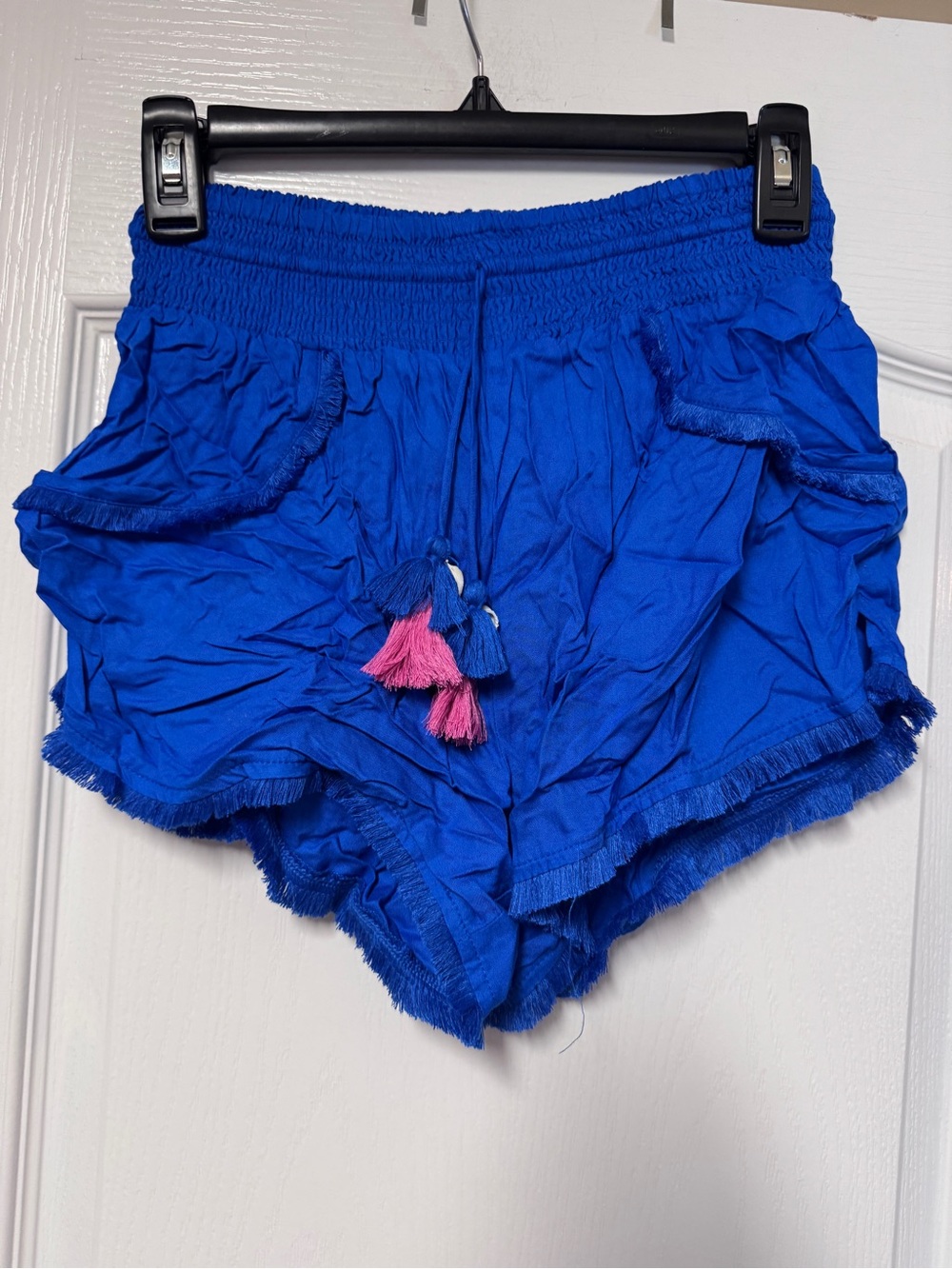 Japna Royal Blue Tassel Fringe Lounge Shorts